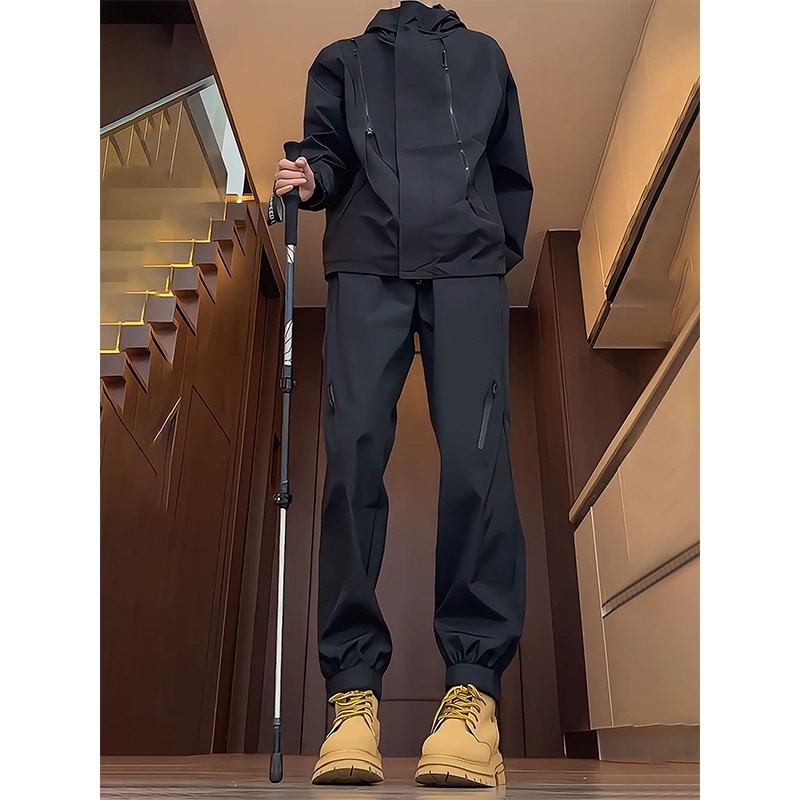 American-Style Functional Hiking Pants for Men, Spring Season, Outdoor Waterproof Cargo Pants with Drawstring Cuffs, Outdoor Waterproof Jacket and Pants Set American-Style Functional Hiking Pants for Men, Spring Season, Outdoor Waterproof Cargo Pants with Drawstring Cuffs, Outdoor Waterproof Jacket and Pants Set