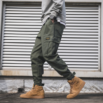 Military green bunches men with Martin boots pants Spring and Autumn Winter Tide brand loose mens casual pants