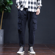 Clothing Pants Mens Summer Tide Cards Loose Pants Male ruffers handsome Han version Trend 100 Lap Casual Day Ensemble Retro 90% Pants