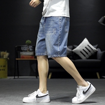 Straight loose denim shorts mens summer thin plus size fat five-cut pants summer 2021 New middle pants