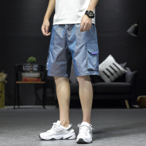 Colorful overalls and shorts mens loose fashion brand plus size fat trend sports five-point pants mens multi-pocket pants