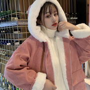 phụ nữ áo khoác mùa thu / đông 2019 mới của Hàn Quốc phiên bản của nhung bấc sinh viên loose-fitting cộng dày nhung bông quần áo hàng đầu