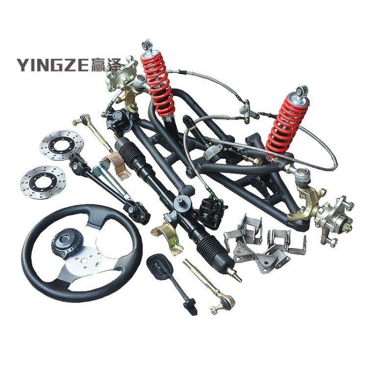 ATV four-wheeled locomotive homemade steel pipe kart modified parts front suspension rocker arm steering brake shock absorption