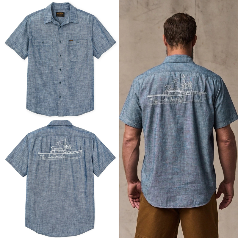 New Filson American Retro Embroidered Pattern Youth Fabric Short-Sleeved Work Shirt Casual Shirt 20310331