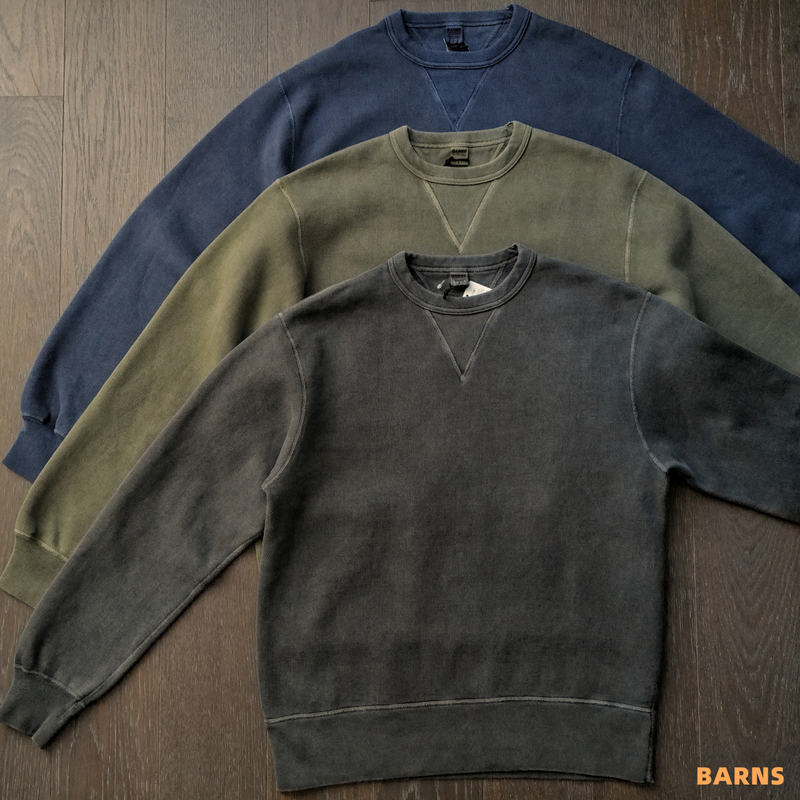 Limited Edition Barns Japanese Vintage Machine-Woven Heavy Fleece Retro Washed Distressed Pullover Crewneck Sweatshirt
