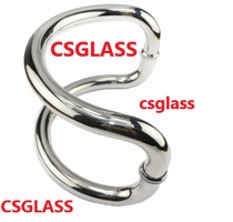 C- type glass door floor spring wooden door handle aluminum office KTV hotel restaurant partition handle 225 hole distance