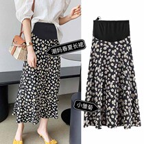 Maternity dress summer thin Korean version of the new Chiffon floral a-line high-waisted small daisy spring and autumn long skirt