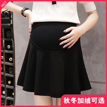 Pregnant woman skirt Spring and summer short skirt Thin pleated outer wear belly bag hip base short skirt Autumn new trend mom