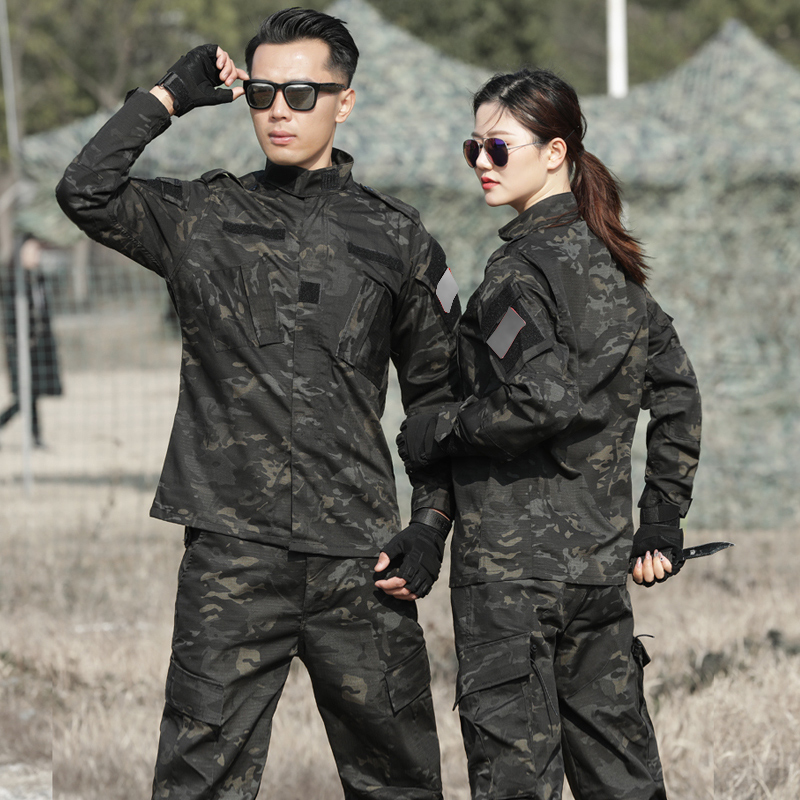 Dark Night Camouflage suit for men and women training suit wear-resistant worksuit outdoor combat suit CS tactical suit