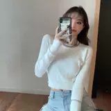 Демисезонный короткий трикотажный приятный телу приталенный лонгслив, 2020