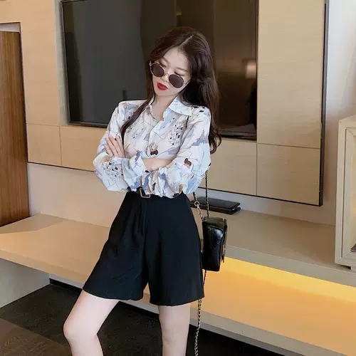 Универсальная шифоновая рубашка, универсальный ремень, штаны, комплект, 2020, в западном стиле, защита от солнца, высокая талия, по фигуре