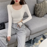 Короткий лонгслив, футболка, универсальный комплект, высокая талия