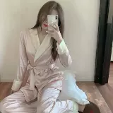 Весенний флисовый удерживающий тепло лонгслив для отдыха, пижама, банный халат, комплект, увеличенная толщина