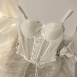 Майка топ, сексуальный кружевной корсет, V-образный вырез