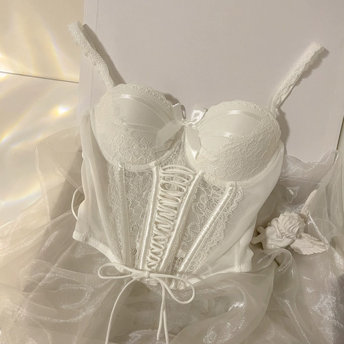 Майка топ, сексуальный кружевной корсет, V-образный вырез