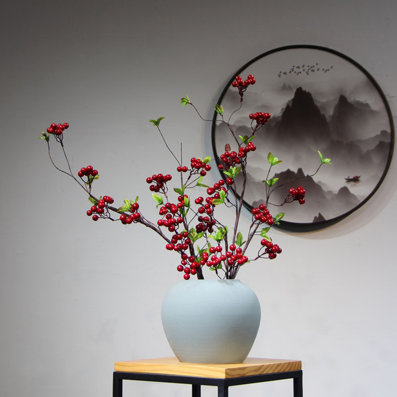 Modern light and luxurious ceramic flower arrangement vase New Chinese swing piece living-room TV cabinet simulation drying flower Xuanguan Table decorations
