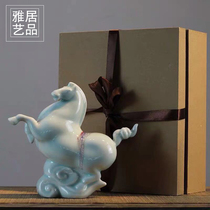 Horse ornaments New Chinese style creative living room Bogu frame entrance Home accessories Horse to success soft decoration model room ornaments