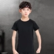 Чистый черный [высокий тренировка бомбы] с коротким рукавом