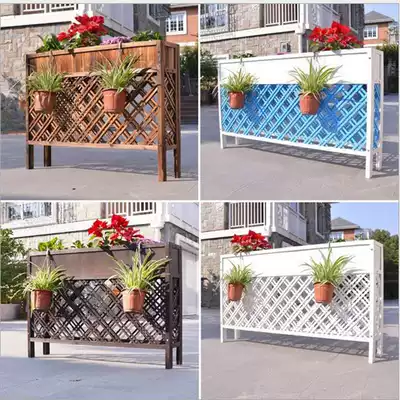 Outdoor balcony anti-corrosion wooden flower stand flower box partition flower slot planting box hotel I grid wooden fence flower pot stand