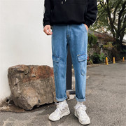 Mùa xuân và mùa hè mỏng quần jean thẳng triều Hàn Quốc phiên bản của loose-fitting quần Harajuku phong thời trang 10 0 quần nam giới.