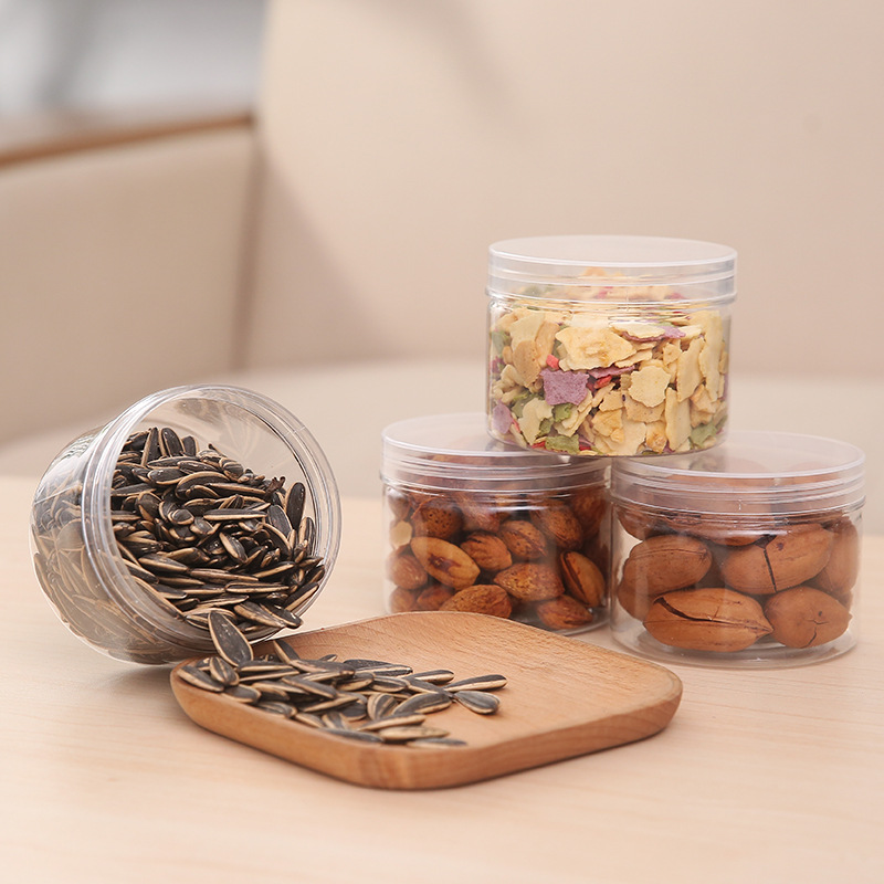 Kitchen transparent sealed tank Food tank Plastic wide mouth bottle Food tea storage storage tank Whole grain jar