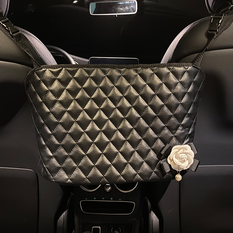 Car seat storage bag car temperament camellia storage bag bag multi-functional armrest box storage mesh bag