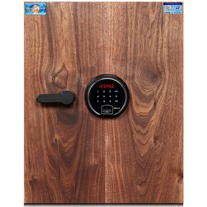 (China Tiger high-end series products) Tiger safe home new fire safe home high-grade wood grain safe deposit box anti-theft all steel fashion fingerprint bedside table