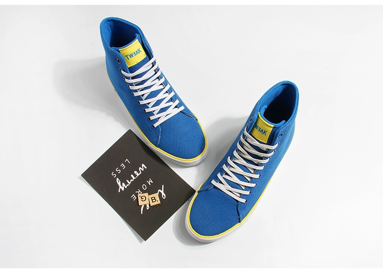 Tweak Twick giày nam mùa xuân và mùa hè gió denim vải thường giày cao để giúp giày nam - Giay cao sneaker nam