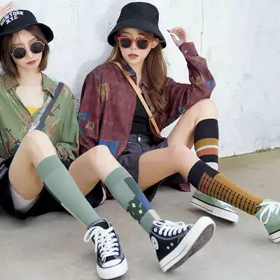 Shanju notes calf socks female tide ins Net red Street European and American graffiti knee socks children Korean Japanese autumn