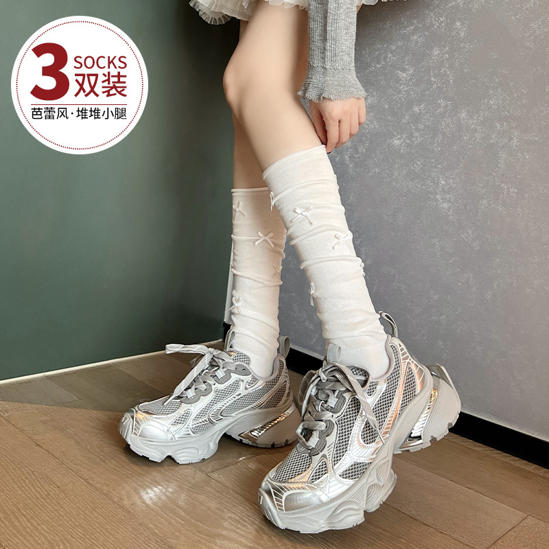 Thin Calf Socks for Women, 2026 New Popular Spring and Autumn Jk Bowknot Ballet Style White Slouchy Long Socks Thin Calf Socks for Women, 2026 New Popular Spring and Autumn Jk Bowknot Ballet Style White Slouchy Long Socks