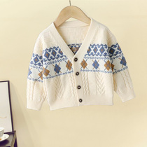 Boy cardiovert sweatshirt spring autumn 2021 new Korean version baby Yangqi Childrens autumn clothing blouses jacket surges