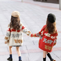 Girl Jacket 2021 New Spring Autumn Winter Ocean Gas Great Boy Children Clothing Nets Red Trendy Knitted Fall Sweater Sweatshirt