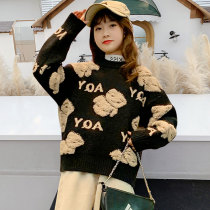 Girls sweater 2020 Spring new gush thickened autumn and winter foreign air CUHK Boy Hood headline Childrens knitted sweatshirt