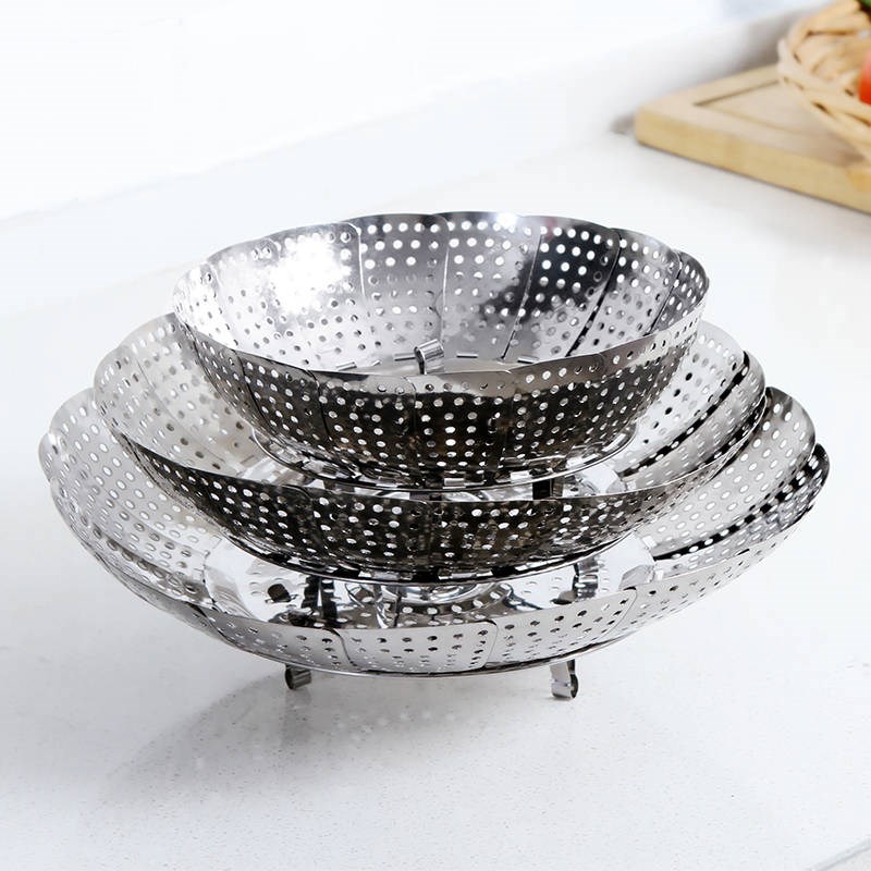 Stainless steel can fold retractable household steam cage cage cage household steam steam steamed steamed steamed steamed steamed steamed steamed steam steam pad
