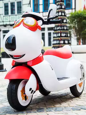 Children's electric car three-wheeled locomotive Snoopy children's car, boys and children's toy car can take a human stroller