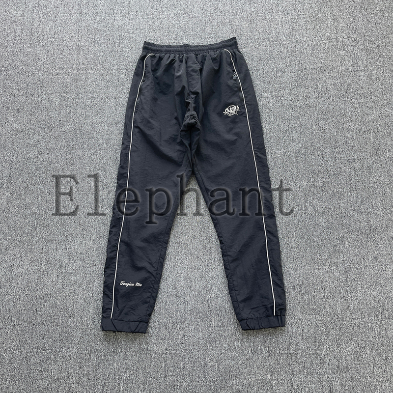 Drill Syna World Celebrity Style Casual Sports Nylon Dark Gray and Light Gray Straight-Leg Pants Drill Syna World Celebrity Style Casual Sports Nylon Dark Gray and Light Gray Straight-Leg Pants