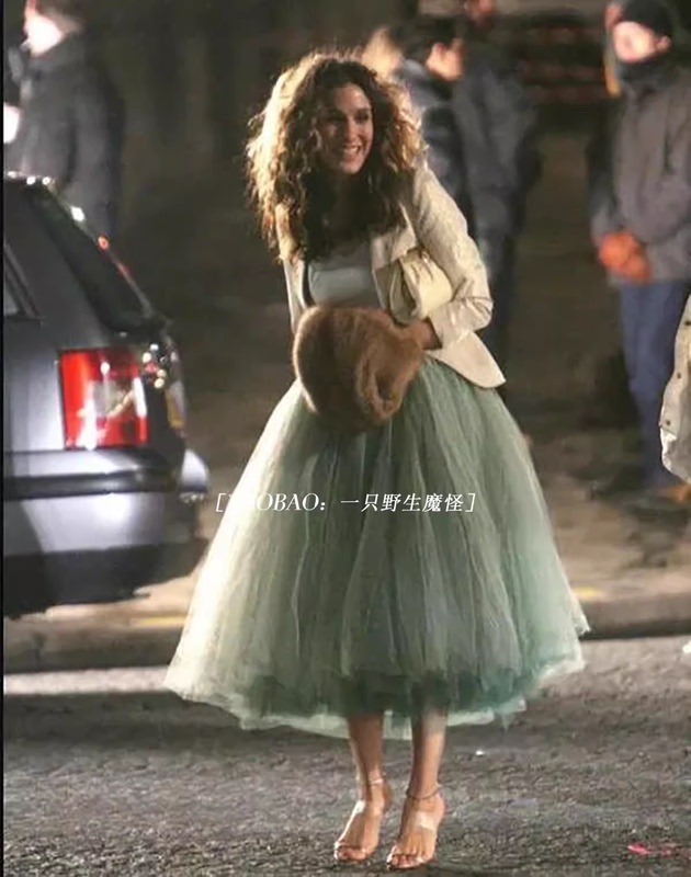 [in Stock Now] Sex and the City Style Mint Green Tutu Skirt, Kelly's Same Style Ultra-Thick Tulle Skirt, Half Skirt