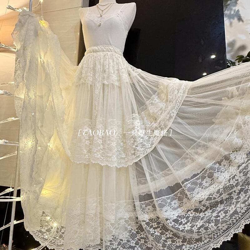 In Stock Now 【Half-Length Nameless Skirt】 Heavy-Duty, Extra-Large Lace Tulle Skirt, Half-Length Skirt, Vintage Rococo Skirt