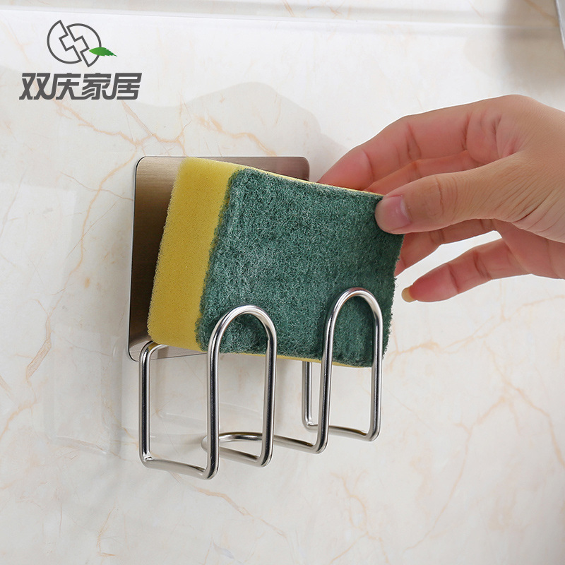 Biqing Home Powerful Suction Cup Stainless Steel Shelve Free Multifunction Suction Cup Hook Rag Shelf