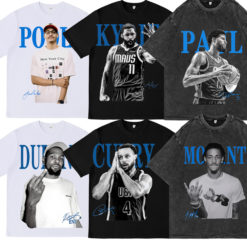 Morant, Irving, Durant Basketball American-Style Short-Sleeve Yali Pur Character Digital Print Sports T-Shirt for Men and Women Morant, Irving, Durant Basketball American-Style Short-Sleeve Yali Pur Character Digital Print Sports T-Shirt for Men and Women