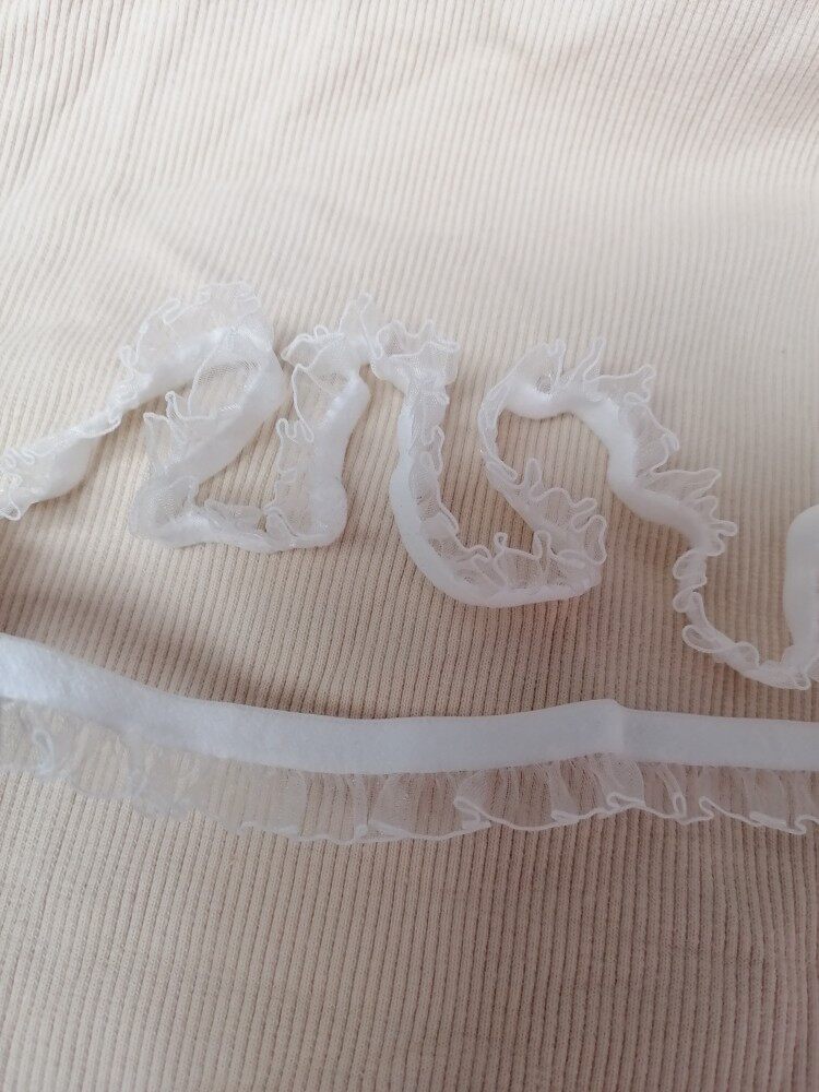 White Elastic Agaric Lace Mesh Yarn Pleated Lotus Leaf Lace Clothing Accessories Handmade Doll Clothing Decorative Lace