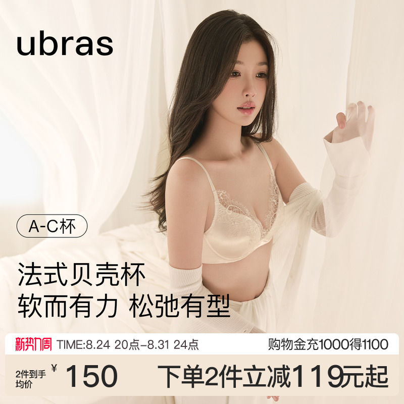 Yu Shuxin's Same Style Ubras Princess Lace French Lingerie Women's Summer Thin Push-Up Sexy Bra Set