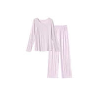 Лонгслив, лавандовые штаны, цветочный принт