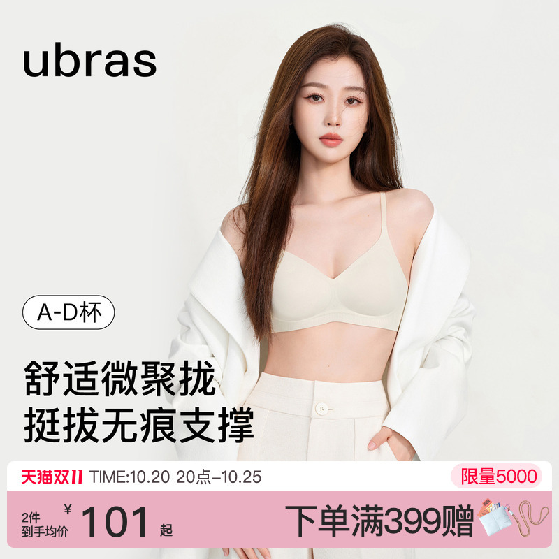 Yu Shuxin's Same Style Ubras Small Chest Push-Up Seamless Invisible Foundation Bra, Comfortable Side Breast Support Bra for Women