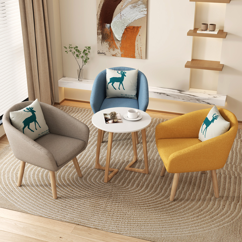 Balcony Table and Chair Three-Piece Set, Leisure Small Sofa, Nordic Mini Internet-Famous Coffee Table, One Table and Two Chairs, Modern and Simple