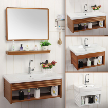 Hanging Wall Type Washbasin Combo Cabinet Small Family toilet washbasin Ceramic Wash table Space aluminum Baths room cabinet
