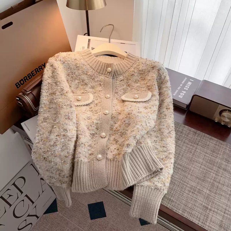 French-Style Chanel-Inspired Sweater Cardigan for Women, 2025 New Autumn and Winter Thickened High-End and Super Stylish Knit Cardigan Top