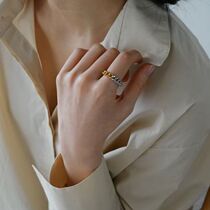 2021 Korean Dongdaemun noii jewelry splicing two-color personalized internet celebrity ins trendy ring ladies ring