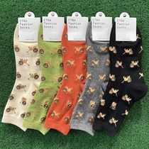 20 Korea Dongdaemun Socks Han Version Brief Cartoon Cute Animals Ins Tide Pure Cotton Lady Midbarrel Socks