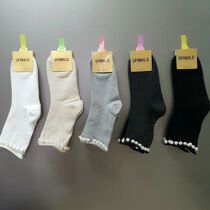 South Korea Dongdaemun Socks Autumn Winter Brief Curl Pearl Midbarrel Socks Woman 100 Lap Pure Cotton Net Red Pile Socks